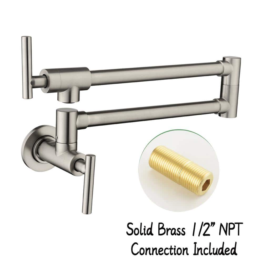 Elements of Design Restoration Brushed Nickel 2-Handle Wall-Mount Pot Filler Handle Kitchen Faucet (Deck Plate Included) Elements of Design Restoration Brushed Nickel 2-Handle Wall-Mount Pot Filler Handle Kitchen Faucet (Deck Plate Included)
