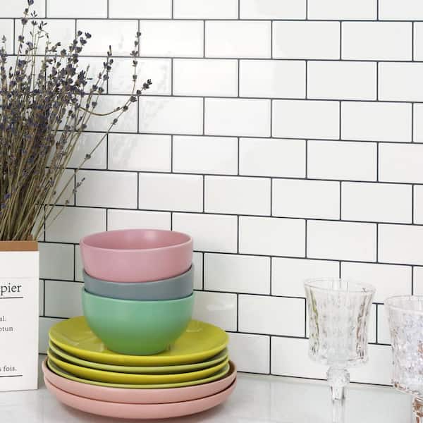 White 12 in. x 12 in. Vinyl Peel and Stick Backsplash Tile 10-Sheet Pack for Kitchen and Bathroom