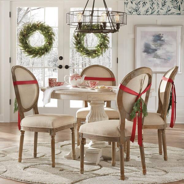 Home Decorators Collection Kingsley Sandblasted White Round Dining Table 9690100980 The Home Depot