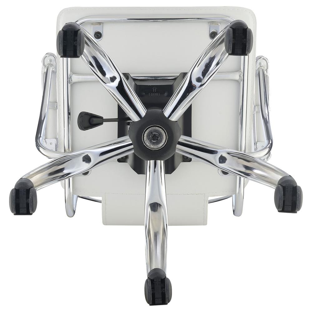 White Leather Swivel Task Chair with Chrome Base