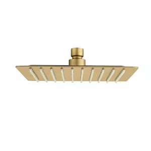 1-Spray Patterns with 2 GPM 10 in. Wall Mount Rain Fixed Shower Head in Brushed Gold