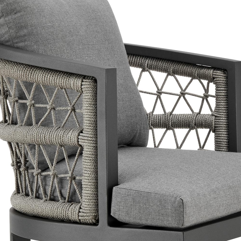 Zella Gray Aluminum Outdoor Counter Stool with Cushions