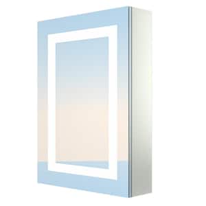 Verdero 20 in. W x 28 in. H Rectangular Silver Aluminum Surface Mount Lighted Medicine Cabinet with Mirror