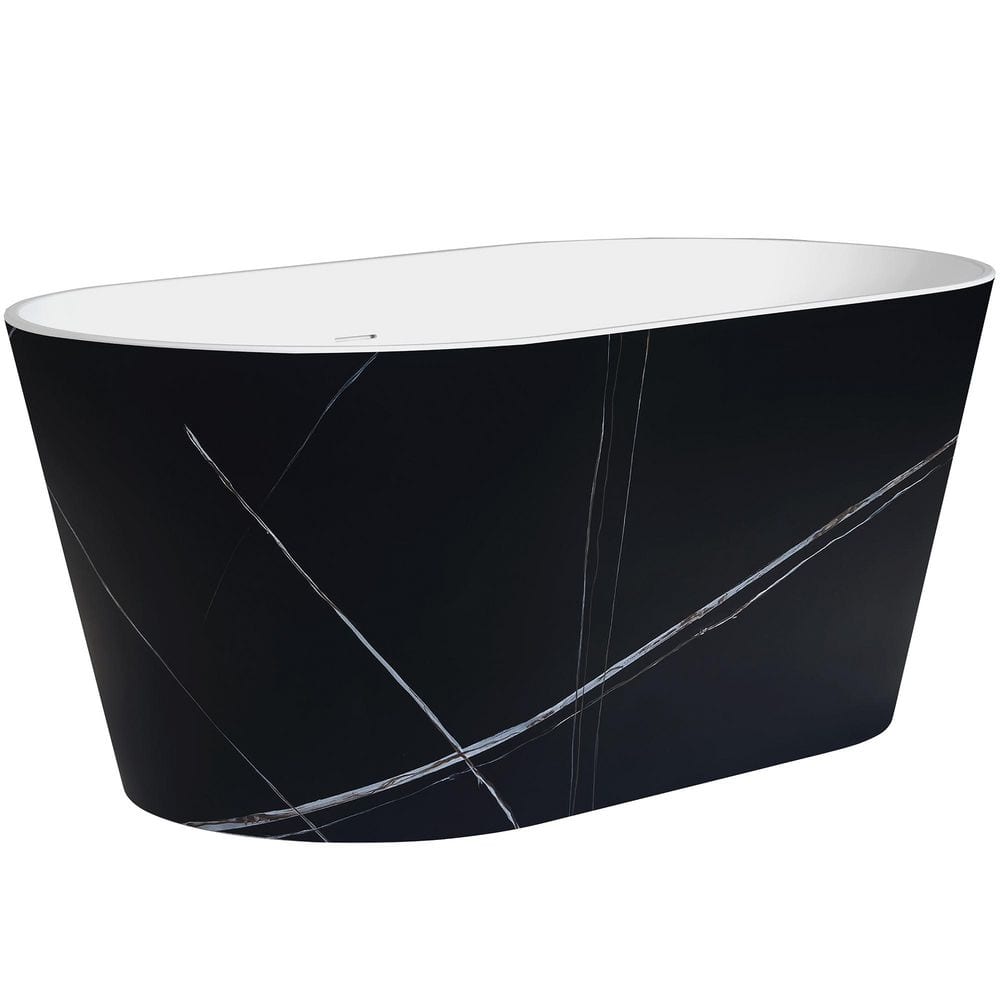 53.9 in. Fiberglass Flat-bottom Double Ended Non-Whirlpool Bathtub in Black