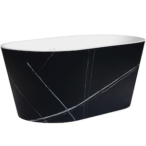 53.9 in. Fiberglass Flat-bottom Double Ended Non-Whirlpool Bathtub in Black Patterns