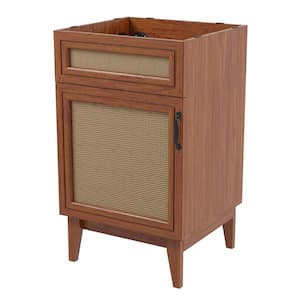 Javer 20 in. W x 18 in. D x 33 in. H Rattan 2-Shelf Bath Vanity Cabinet without Top (Sink Basin not Included), Walnut