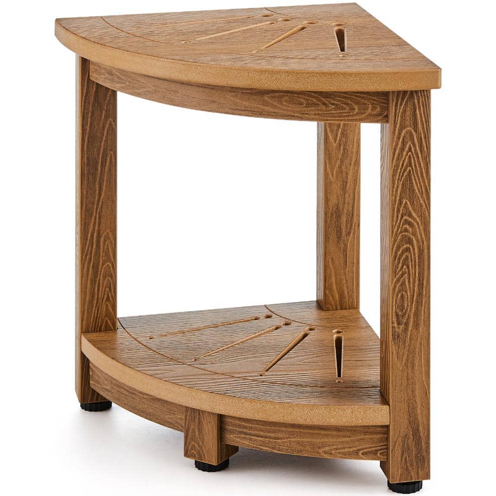Corner Shower Bench 16.5 in. High 12.8 in. Radius Faux Wood Polystyrene 350 lb. with Storage Shelf price history on PriceWatchPro