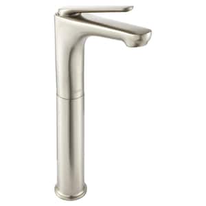 Studio Single Hole Single-Handle Vessel Bathroom Faucet with Drain Assembly in Brushed Nickel