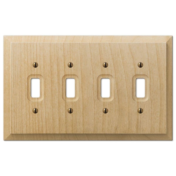 AMERELLE Cabin 4 Gang Toggle Wood Wall Plate - Unfinished