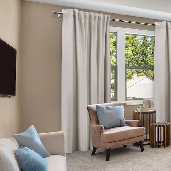 72 in. - 144 in. Telescoping 1 in. Single Rod Set Deco Bracket in Brushed Nickle with Elevated Cap Finial