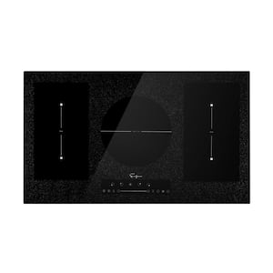 Built-In 36 in. Electric Induction Cooktop in Black with 5 of Elements Including 2 Flexi Bridge Heating Zone
