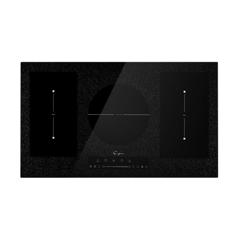 Empava Built-In 36 in. Electric Stove Induction Cooktop with 5 Elements Including 2 Flexi Bridge Heating Zone in Black