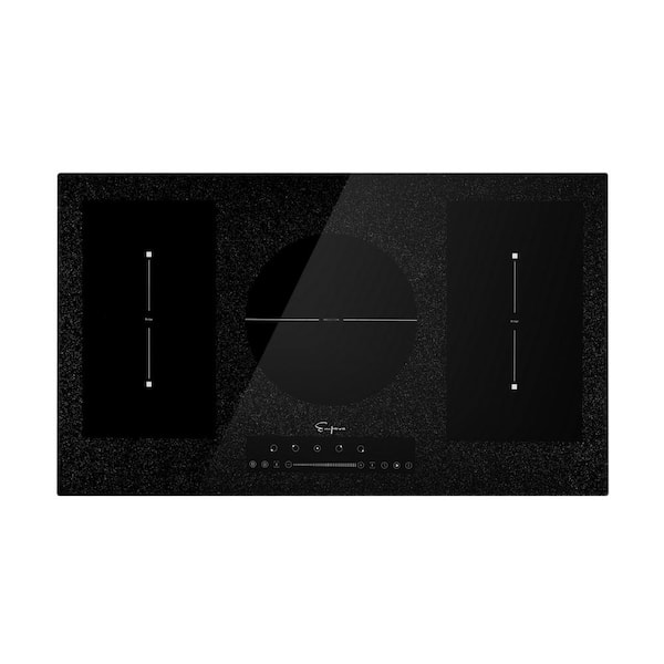 Empava Built-In 36 in. Electric Stove Induction Cooktop with 5 Elements Including 2 Flexi Bridge Heating Zone in Black
