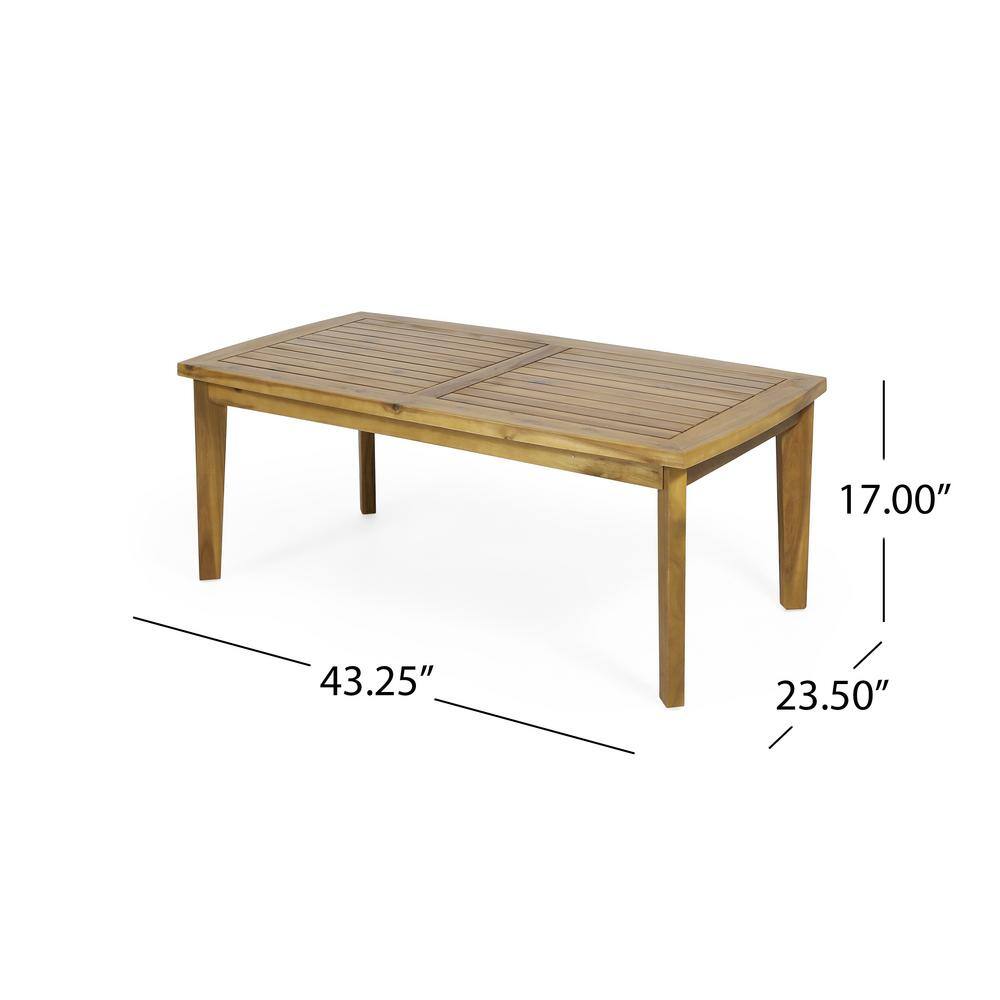 Teak Finish Rectangular Acacia Wood Outdoor Coffee Table