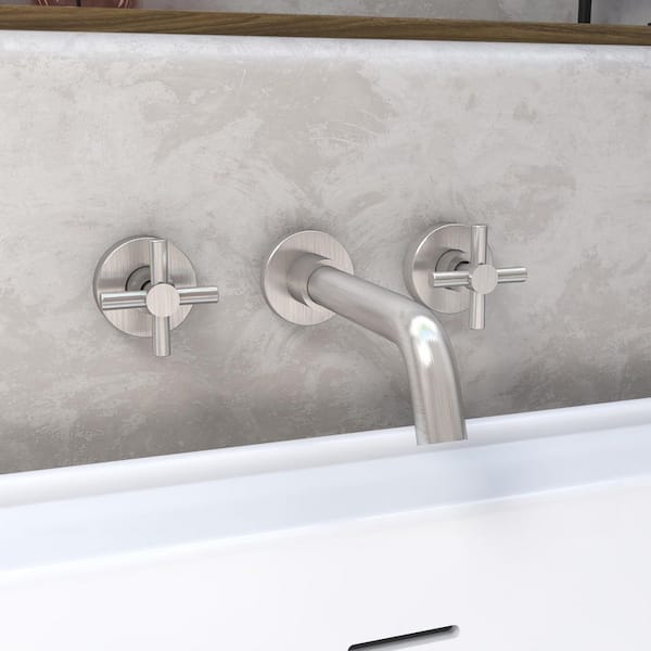 Seneca Double-Handle Wall Mounted Roman Tub Faucet in Brushed Nickel