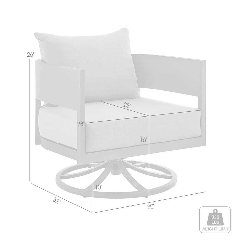 Argiope Gray Aluminum Outdoor Swivel Rocking Chair with Cushions