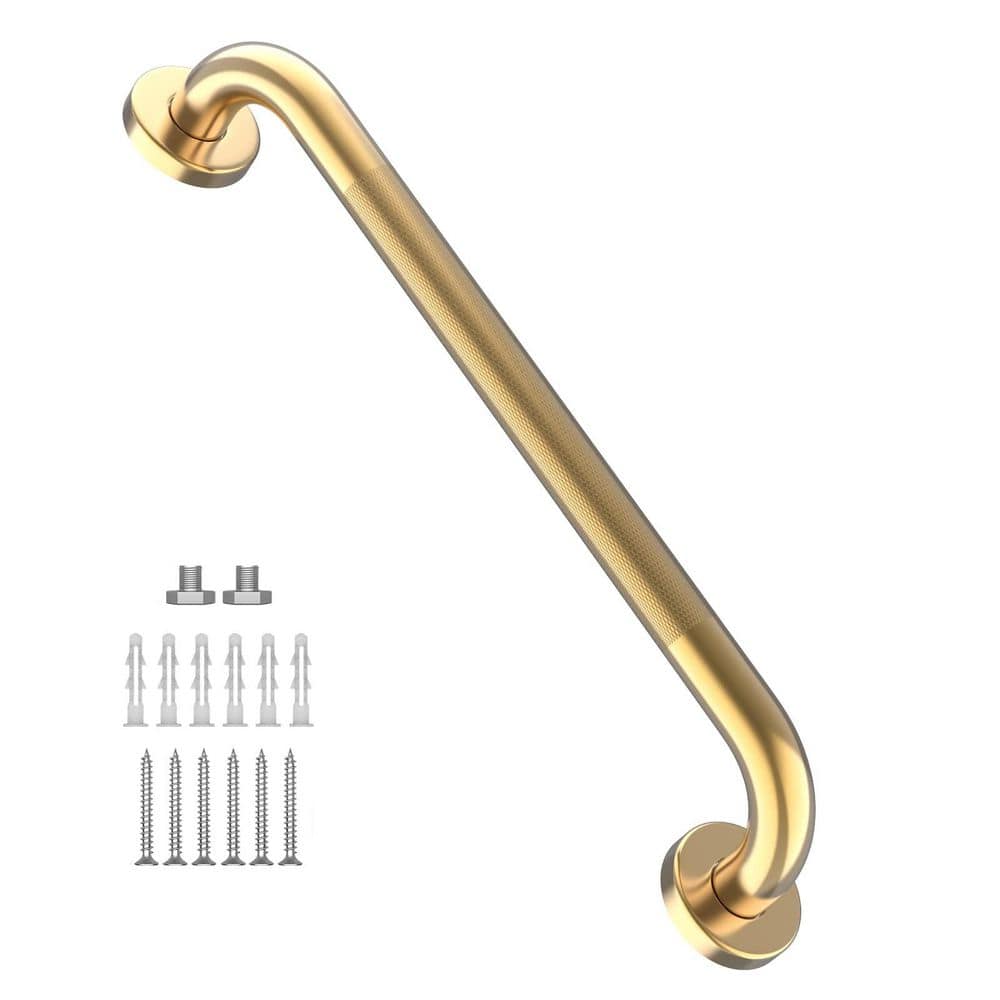 24 in. Anti Slip Grab Bar in Gold, Knurled Bathroom Balance Bar, Safety Hand Rail, Assist Bath Handle price history on PriceWatchPro