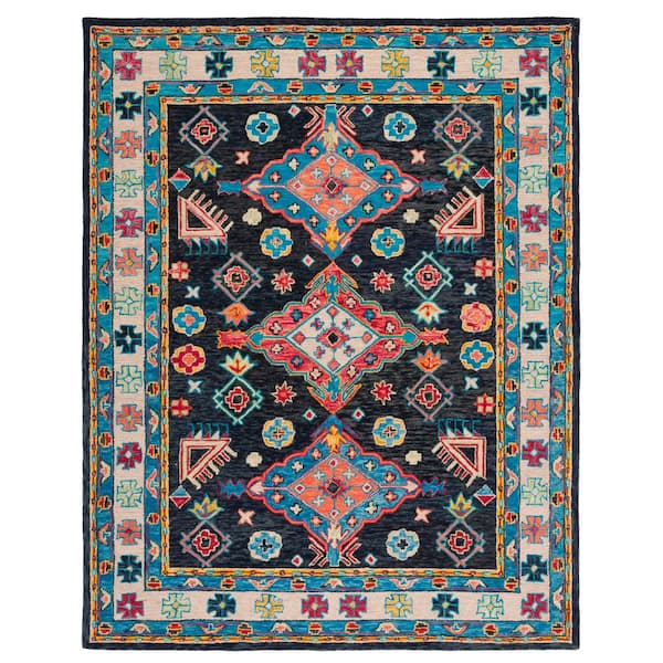 Aspen 10 ft. x 14 ft. Charcoal/Blue Oriental Area Rug