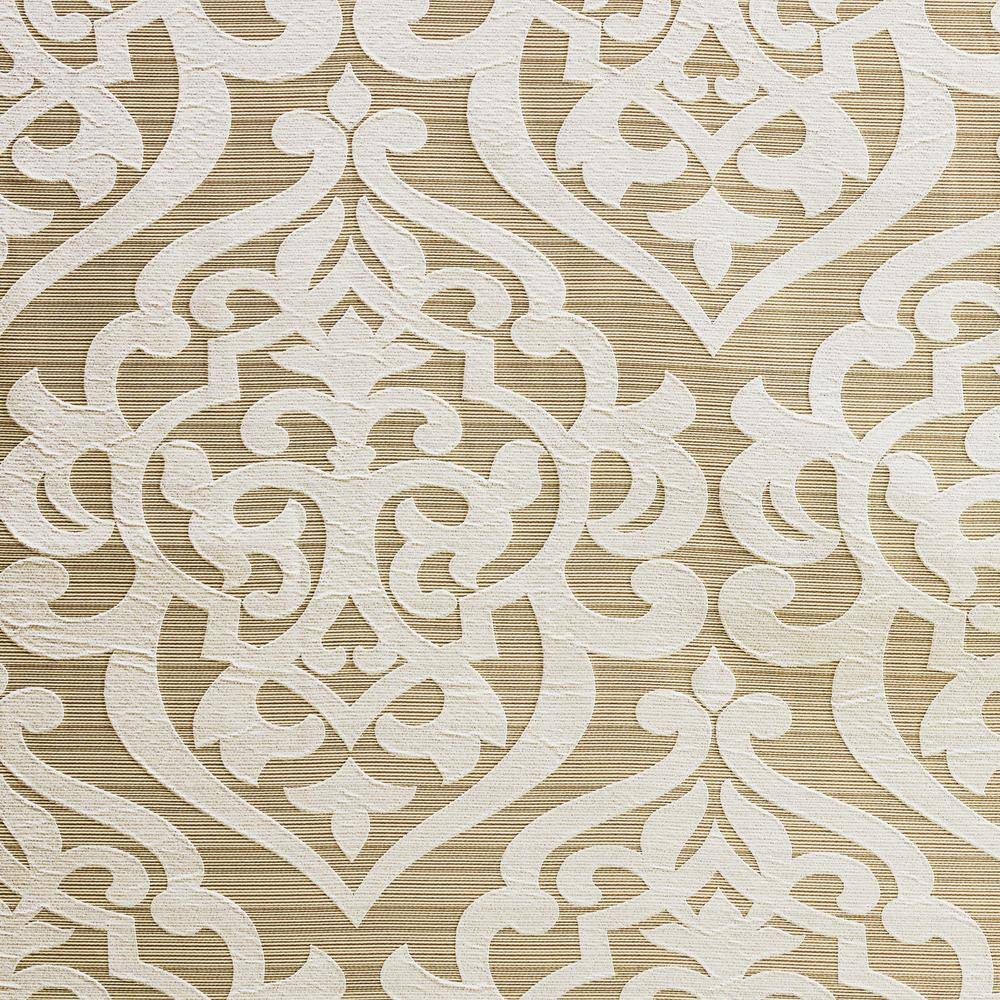 Tan and Ivory Damask Jacquard Fabric Shower Curtain