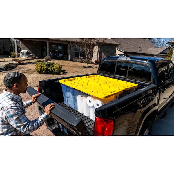 57 Gal. Tough Storage Tote in Clear with Yellow Lid