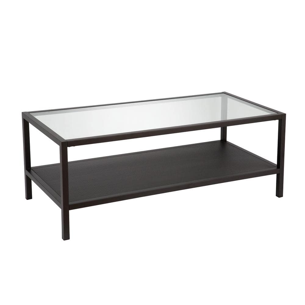Rigan 45" Blackened Bronze Metal & Glass Rectangular Coffee Table
