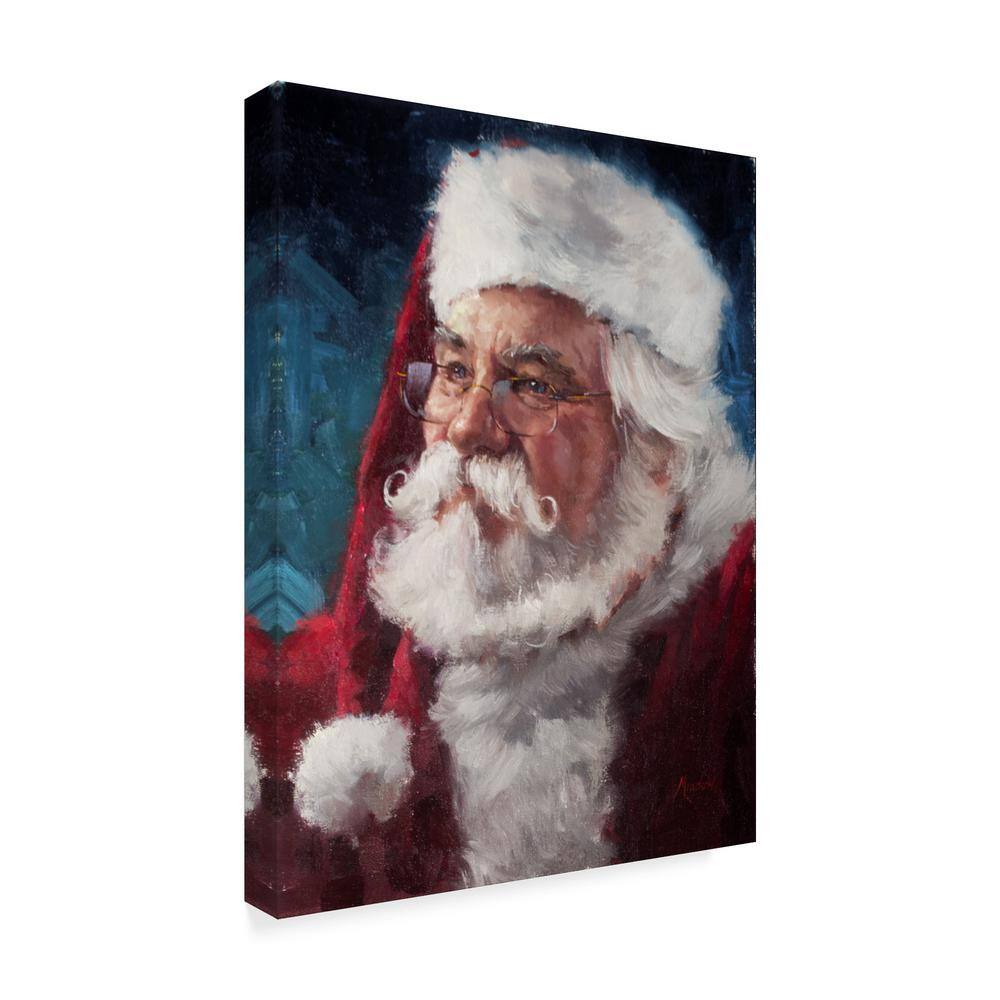Traditional Santa Portrait Canvas Art in Red and White, 14"x19"