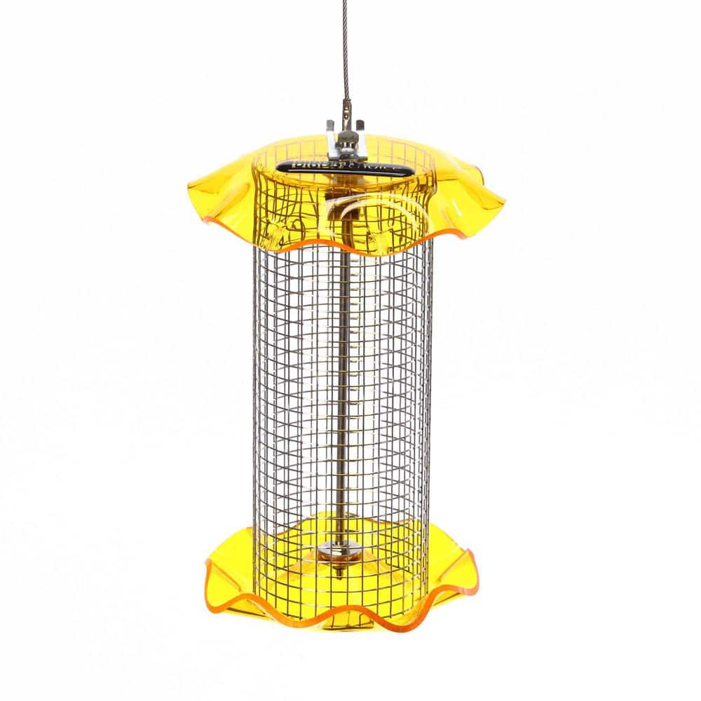 Yellow Hanging Stainless Steel and Acrylic Bird Feeder