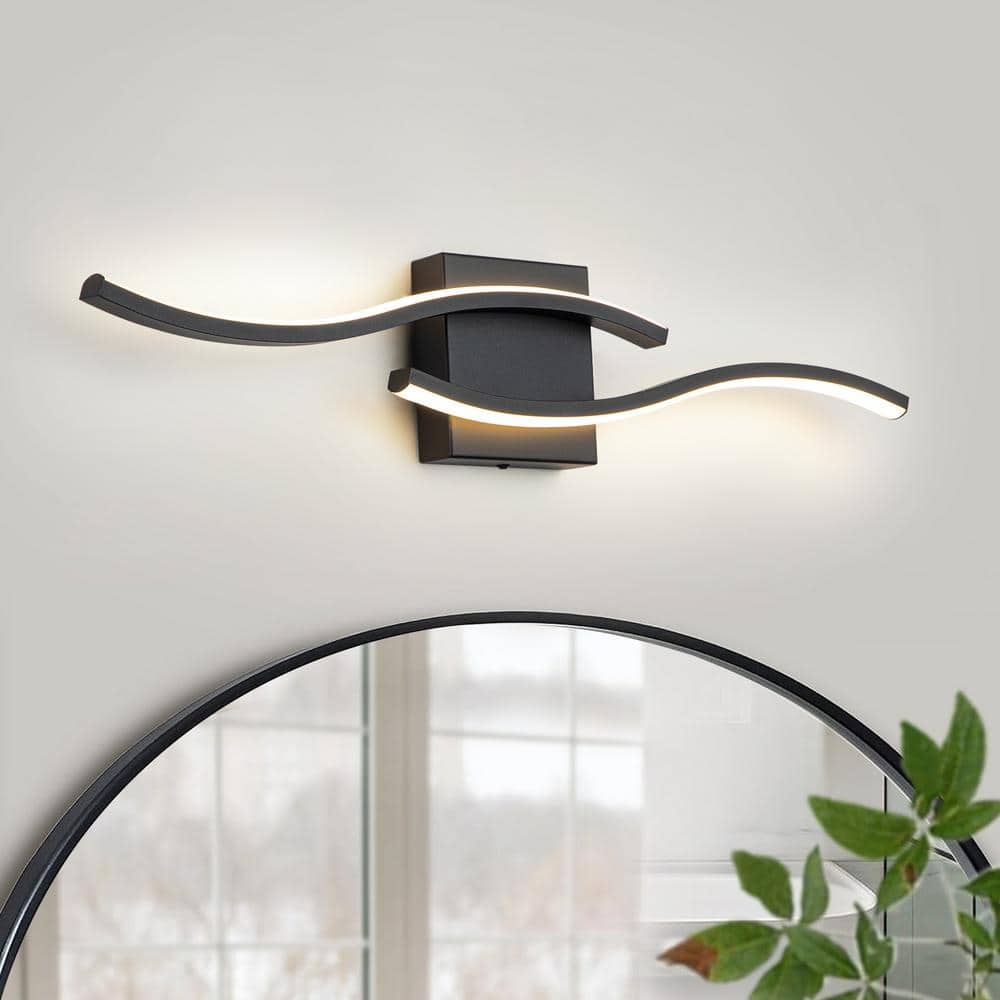 Jerico 23.5 in. 2-Light 3000K Integrated LED Black Modern Vanity Light with Spiral Design price history on PriceWatchPro