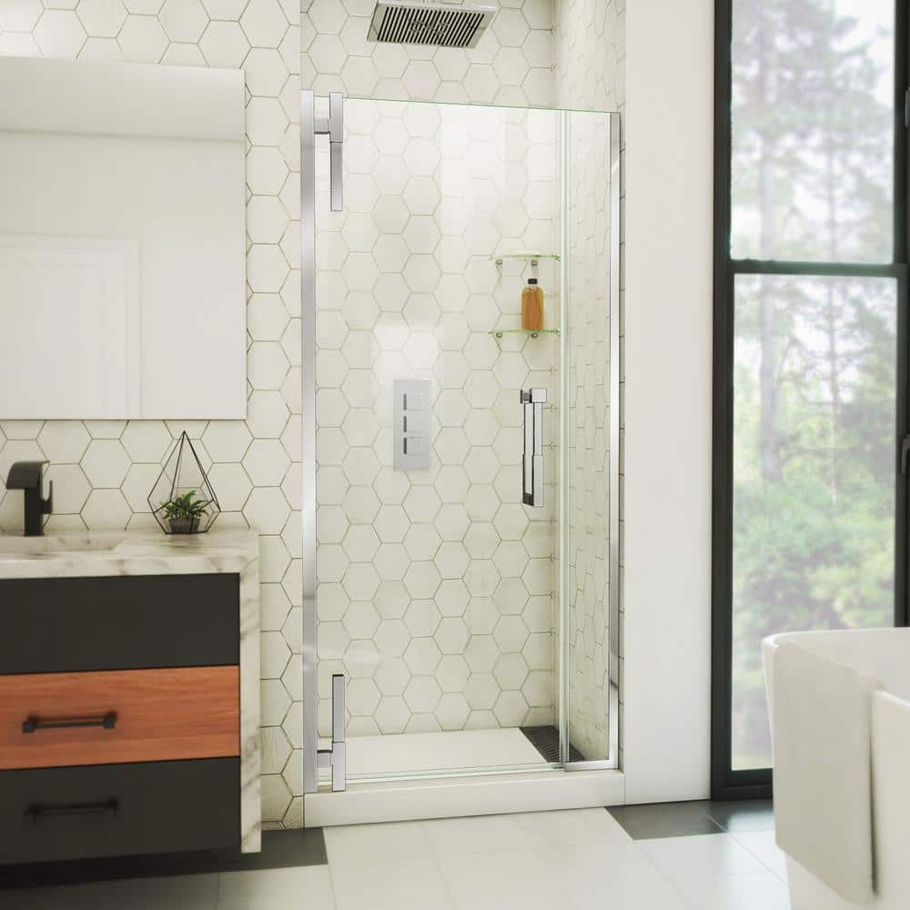 DreamLine Ascend 37 in. W x 72 in. H Pivot Frameless Shower Door in ...