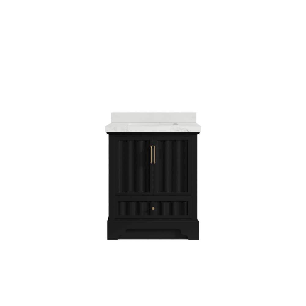 Alys 30 in. W x 22 in. D x 36 in. H Single Sink Bath Vanity Center in Black with 2 in. Calacatta Nuvo Top price history on PriceWatchPro