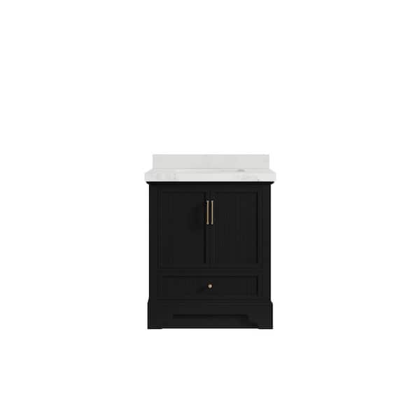 Willow Collections Alys 30 in. W x 22 in. D x 36 in. H Single Sink Bath Vanity Center in Black with 2 in. Calacatta Nuvo Top