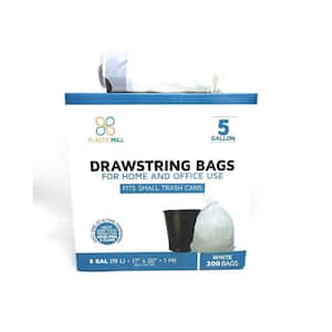5 Gal. 1 mil 17 in. x 20 in. White Drawstring Bags (200- Count)