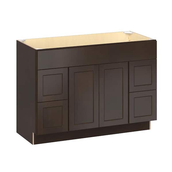 Emerson Cocoa Vanity Sink Base with 4-drawer Ready to Assemble Kitchen Cabinet (48 in. W x 34.5 in. H x 21 in. D)