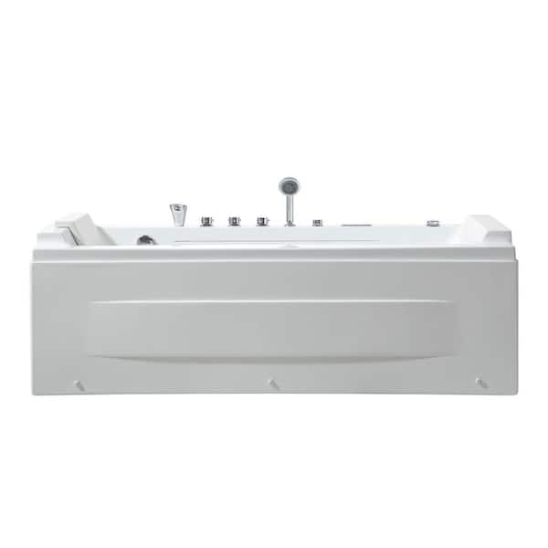 71 in. x 29 in. Alcove Whirlpool Air Combination Bathtub Rectangular Bath with Left Drain and Waterfall in White
