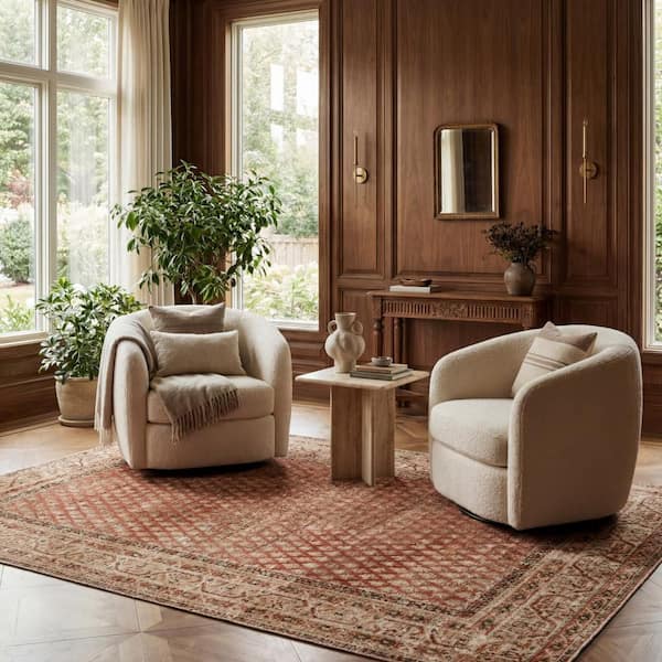Jessalyn Distresed Washable Area Orange 3 ft. x 5 ft. Indoor Area Rug