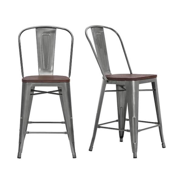 Gunmetal bar best sale stools with back