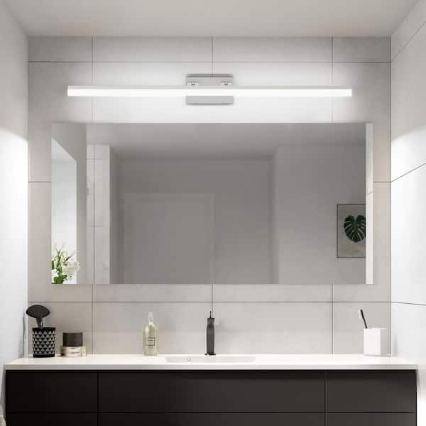 47 in. 1 Light Silver LED Vanity Light Bar with Aluminum Frosted Dimmable 5500K Light