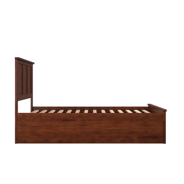 Madison Full Platform Bed with Matching Foot Board with Full Size Urban Trundle Bed in Walnut