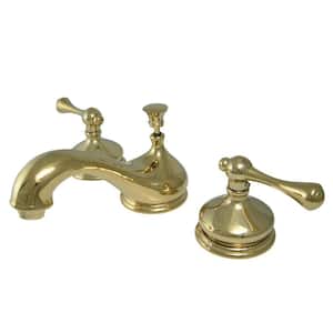 Vintage 8 in. Widespread 2-Handle Bathroom Faucets with Brass Pop-Up iin Polished Brass
