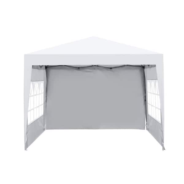 Unbranded Outdoor 10 ft. x 10 ft. White Pop Up Gazebo Canopy Tent, with Zipper and Windows and 4 pieces Weight Sand Bag
