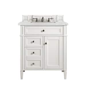 Brittany 30.0 in. W x 23.5 in. D x 34 in. H Single Bath Vanity in Bright White with Eternal Jasmine Pearl Quartz Top