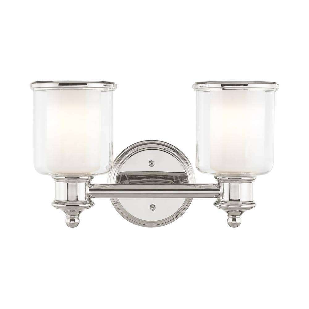 Bellington 14.5 in. 2-Light Polished Nickel Vanity Light with Clear Outer Glass and Satin Opal Inner Glass price history on PriceWatchPro