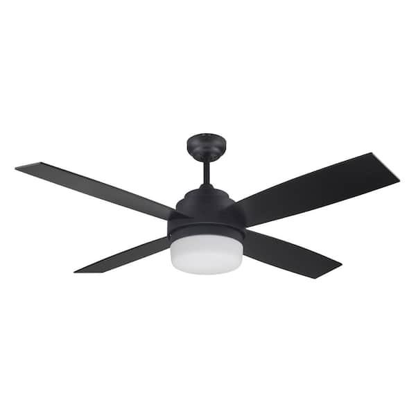 Design House Cali 52 in. Indoor 4-Blade Matte Black Contemporary Ceiling Fan with Light Kit (LED) and Remote Control
