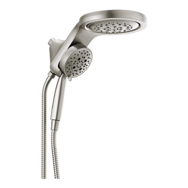 Delta HydroRain 5-Spray Patterns 1.75 GPM 6 in. Wall Mount Dual Shower Heads in Lumicoat Stainless
