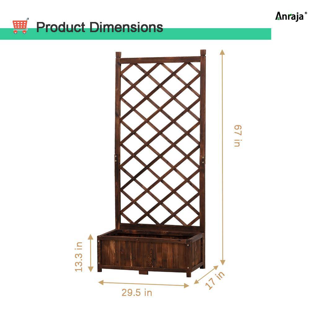 67 in. Brown Cedar Wood Raised Garden Bed with Trellis (2-Pack)