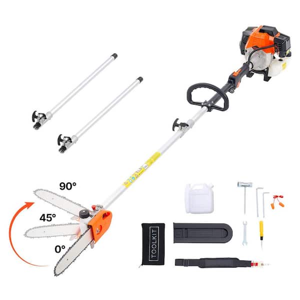 Gas Pole Saw, 43CC 2 Stroke Gas Powered Pole Saws with 10 in. Cutting Bar, with Rotatable Head, 6.9 to 11.8 ft.