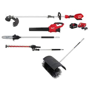 M18 FUEL 18V Lith-Ion Brushless Cordless Electric String Trimmer/Blower Combo Kit w/Brush, Hedge, Pole (5-Tool)