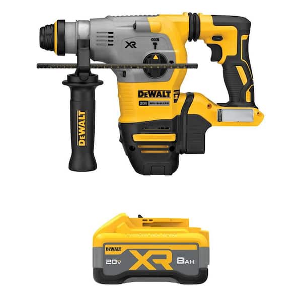 20V Max XR Lithium-Ion Cordless Brushless 1-1/8 in. SDS Plus L-Shape Rotary Hammer with 20V Max XR 8.0Ah Battery