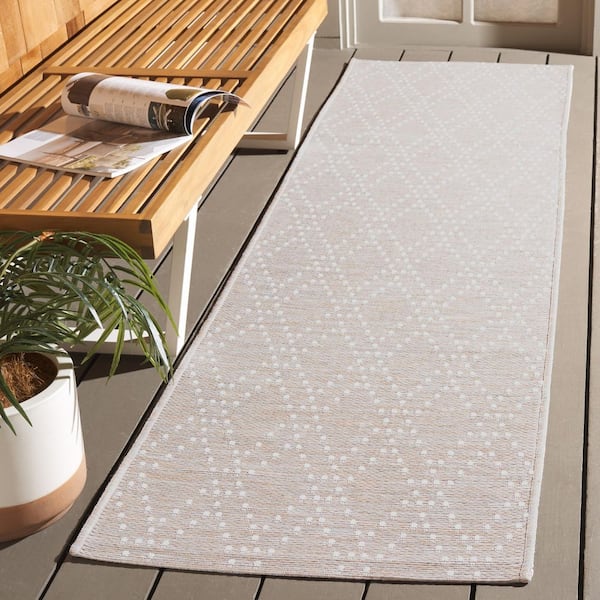 Sunset Salmon/Gray 2 ft. x 8 ft. Geometric Diamond Indoor/Outdoor Runner Rug
