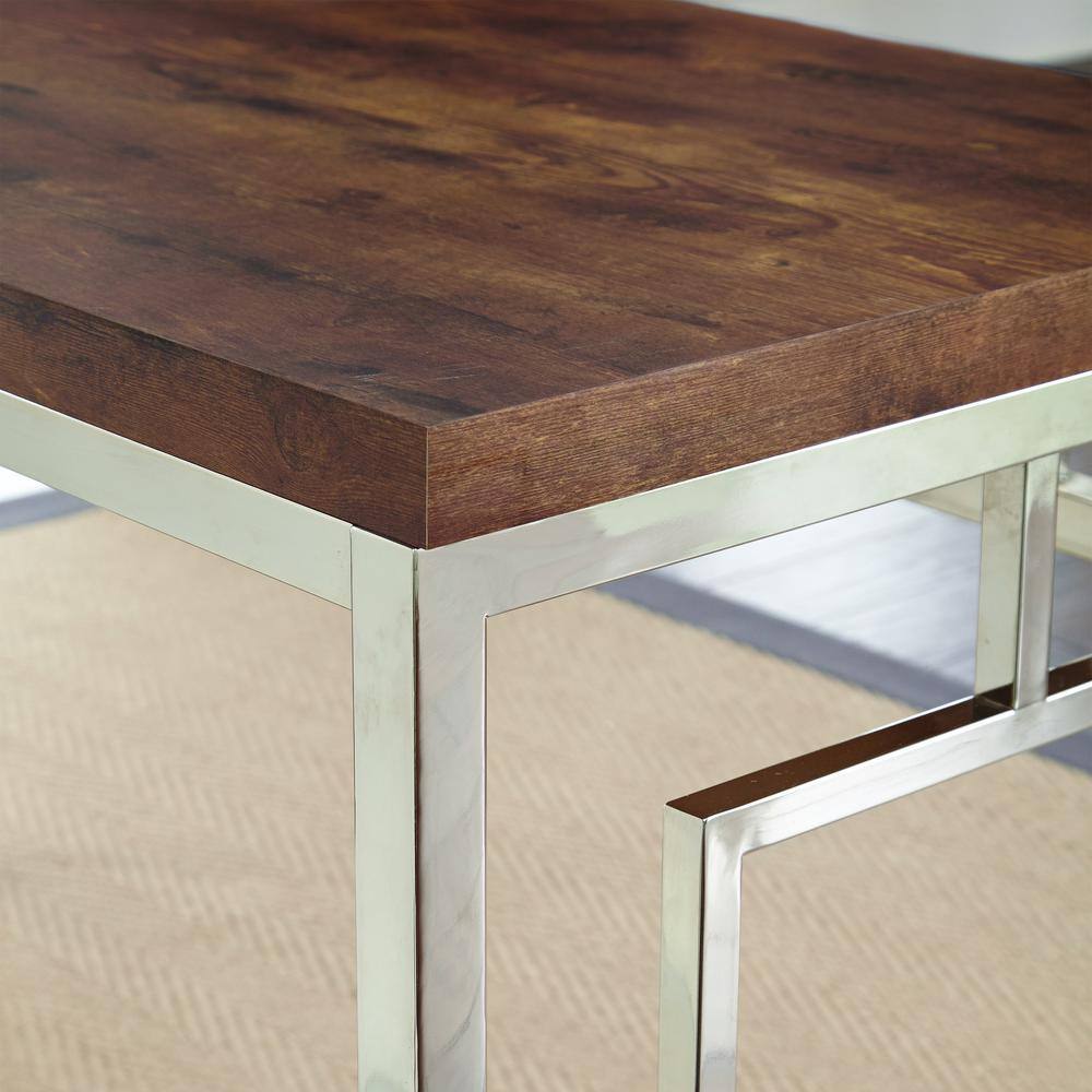 Alize 47" Brown Faux Wood and Chrome Home Office Desk